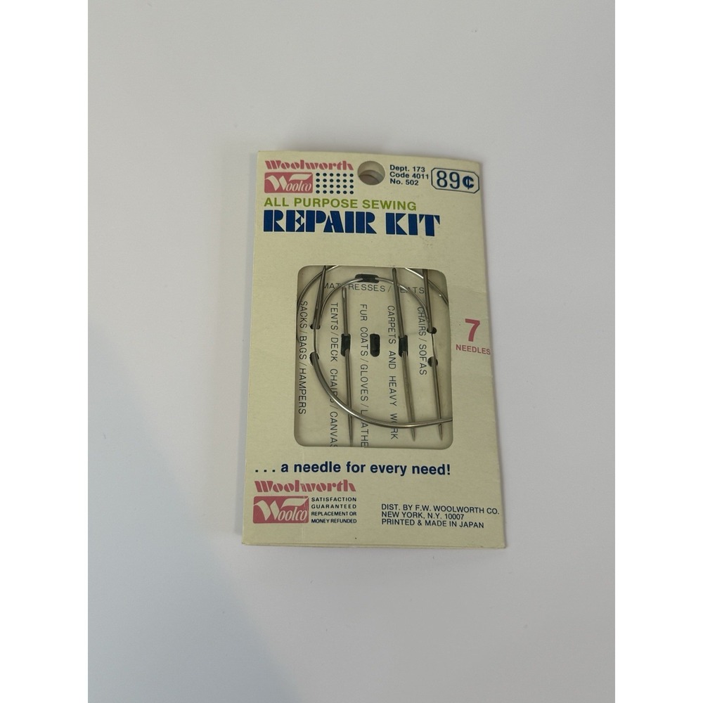 Vintage Woolworth Woolco All Purpose Sewing Repair Kit 6 Needles  Read